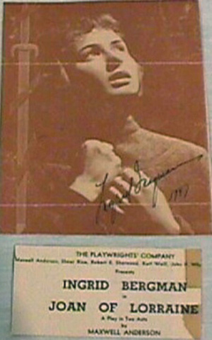 Original 1946 playbill for Joan of Lorraine by Maxwell Anderson starring Ingrid Bergman